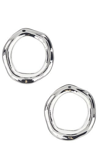 Ettika Open Circle Earrings in Metallic Silver. | Revolve Clothing (Global)
