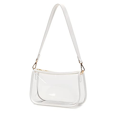 Leanoria Clear Tote Bag Stadium Approved Clear Purse PVC Handbag Retro Classic Transparent Bag for Concert (White) | Amazon (US)
