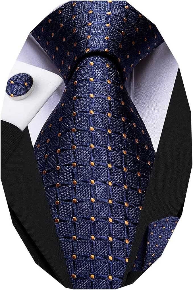 Dubulle Mens Tie Set Solid Paisley Necktie for Men Pocket Square Cufflinks Formal Silk | Amazon (US)