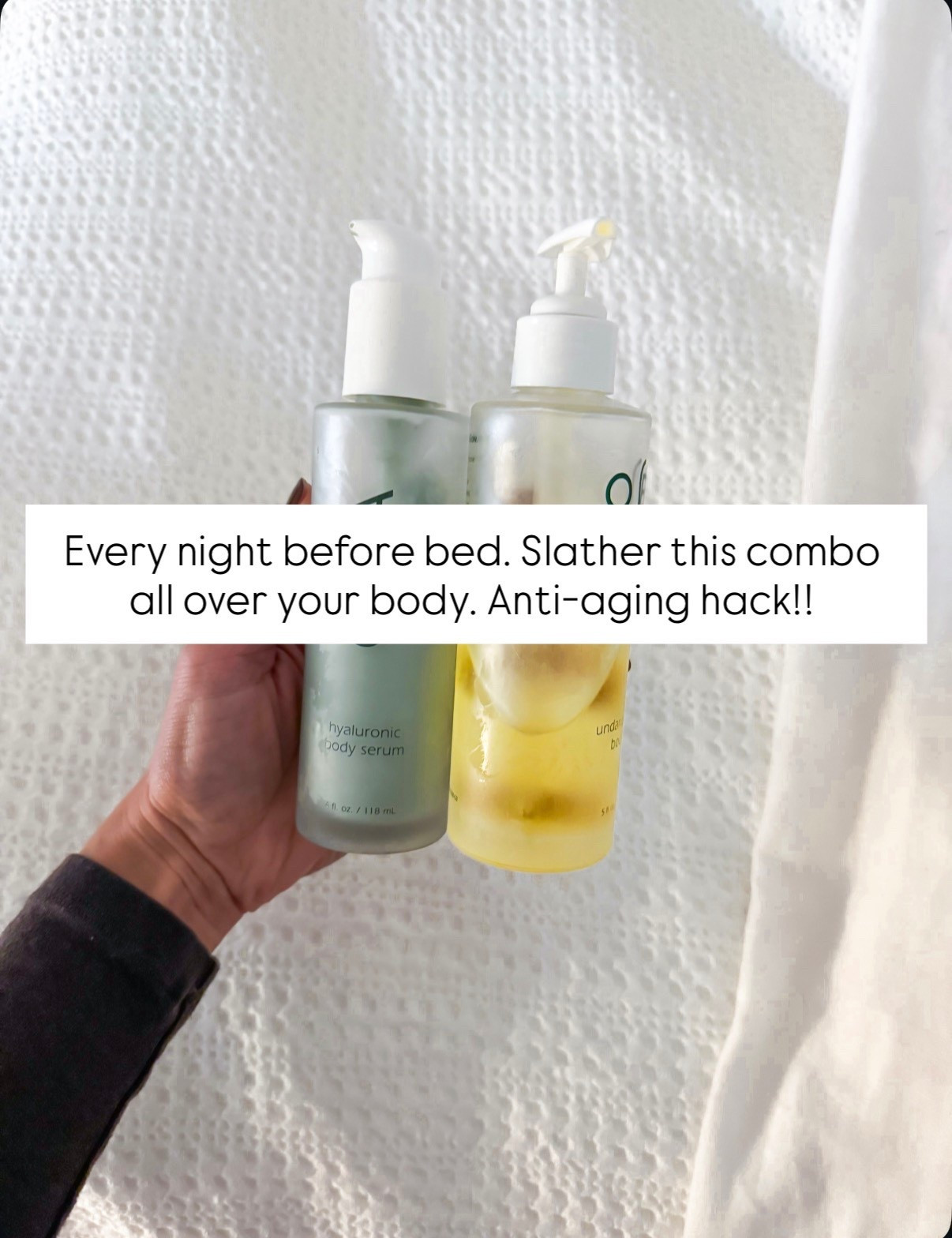 The best anti aging hack!! I go in with the HA serum first and then layer with the body oil at night. The body oil is not super greasy and absorbs nicely. It doesn’t stain my PJs or my sheets. 

#LTKselfcare #LTKgrwm #LTKBeauty