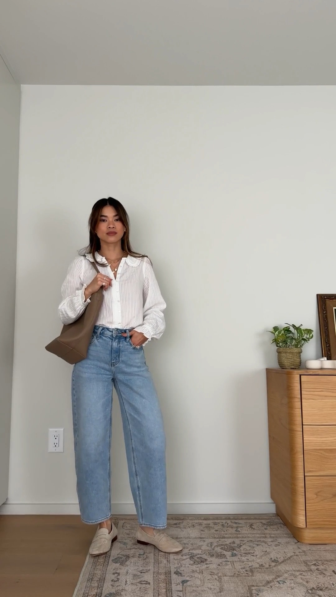 Such a cute blouse from @Quince! I love the collar detail.

Sizing info: 
-Quince Embroidered Cotton Ruffle Collar Long Sleeve Blouse (Size XS in White) 
-Quince Bella Stretch Barrel Jeans (Size 24 short in Cool Blue)

petite fashion, get dressed with me, outfit inspiration, ootd, nashville outfit, Nashville influencer, petite style, vacation style, casual outfits, mom style, petite pants, fall outfits, fall outfit info, fall pants, fall outfit idea, fall top, fall sweater, fall shoes, quince, summer top, petite jeans, barrel jeans, quince, quince jeans, quince haul, summer blouse, fall blouse, fall loafers

#LTKootd #LTKSeasonal #LTKPetite