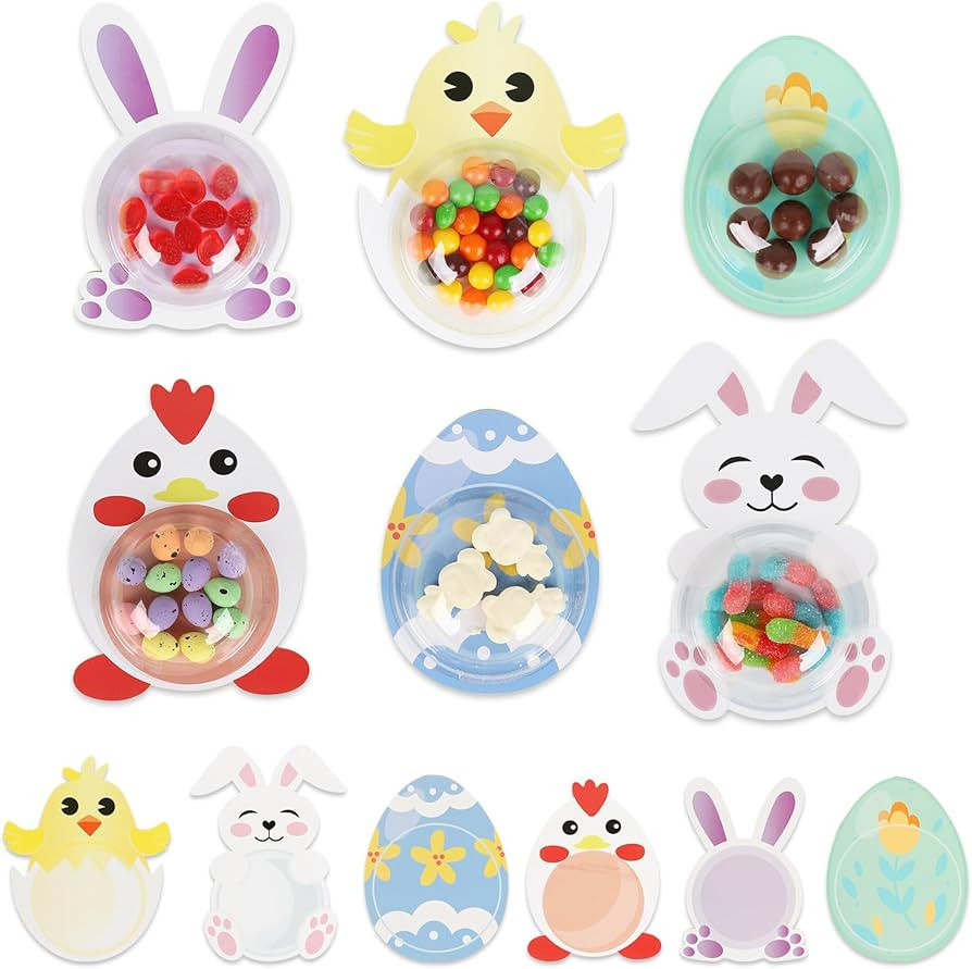 36 Pack Easter Cards for Classroom, DIY Bunnies Eggs Chick Candy Cards with Plastic Domes, Easter... | Amazon (US)