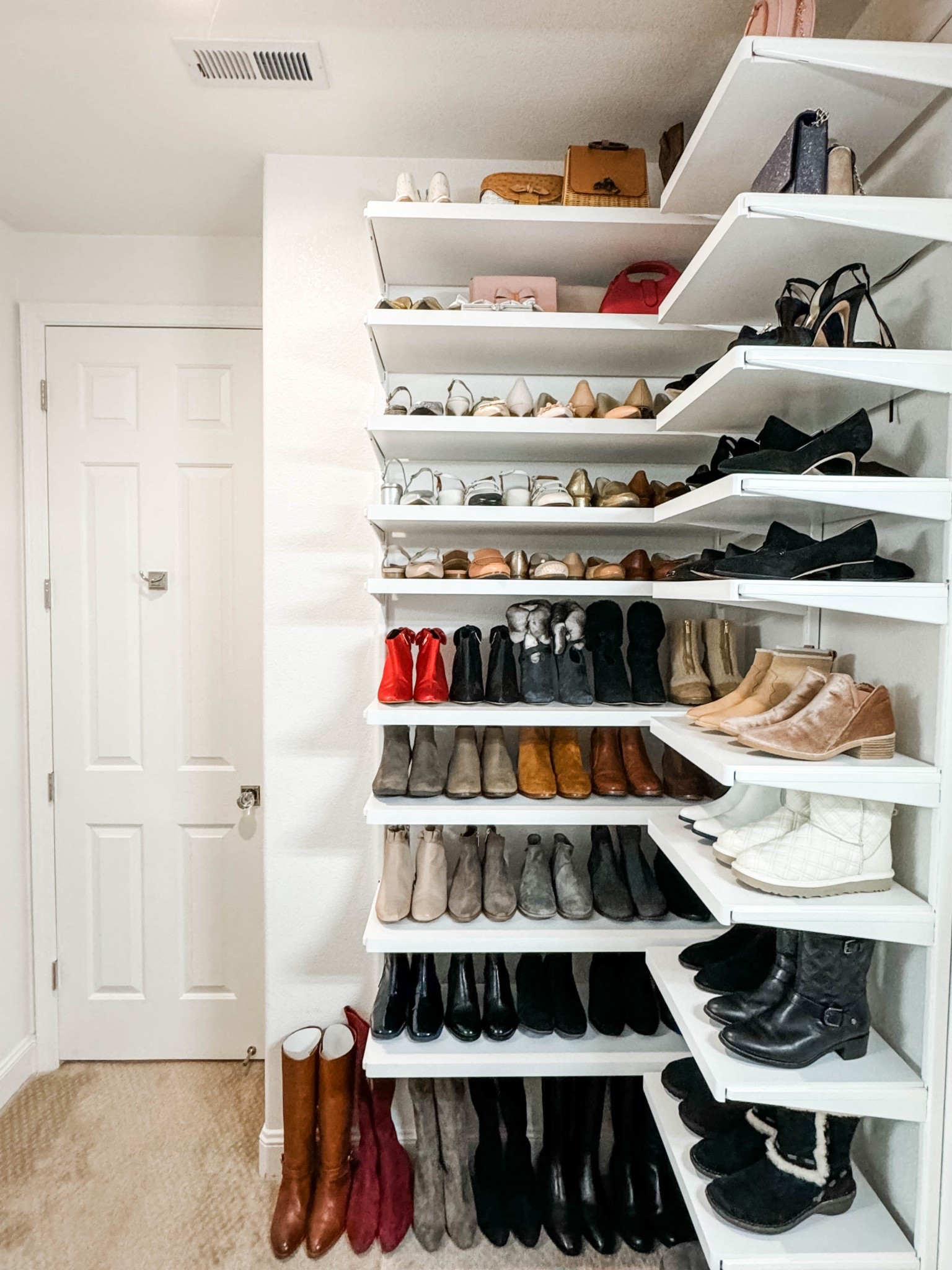 This shoe wall was fun to install AND organize! Love her shoe collection 🤍 This is Elfa Decor, which is a solid shelf option. I mounted two systems on two walls to create a corner with tons of space…all on sale!

#LTKSpringSale #LTKHome #LTKSaleAlert