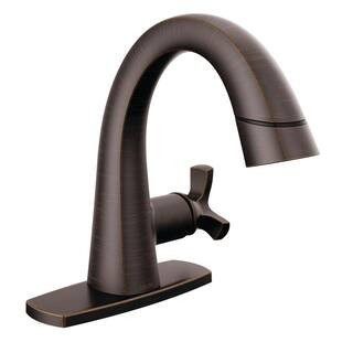Stryke Single Handle Single Hole Bathroom Faucet with Pull-Down Spout in Venetian Bronze | The Home Depot