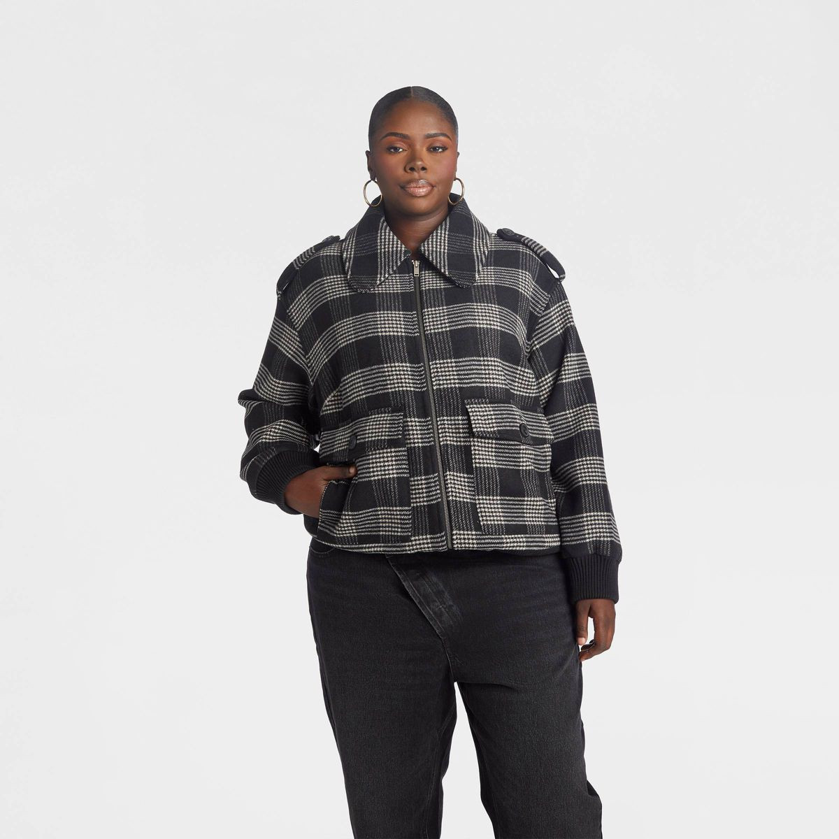KBB by KAHLANA Women's 'The Britt Bomber' - Black Plaid 3X | Target