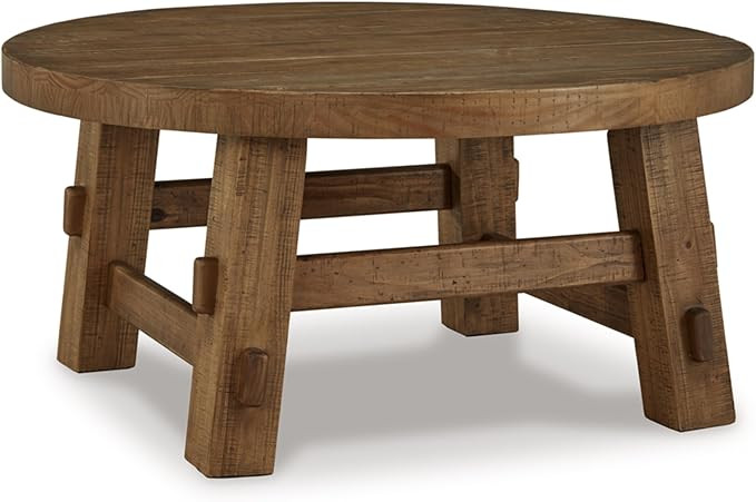Signature Design by Ashley Mackifeld Round Coffee Table, Warm Brown | Amazon (US)