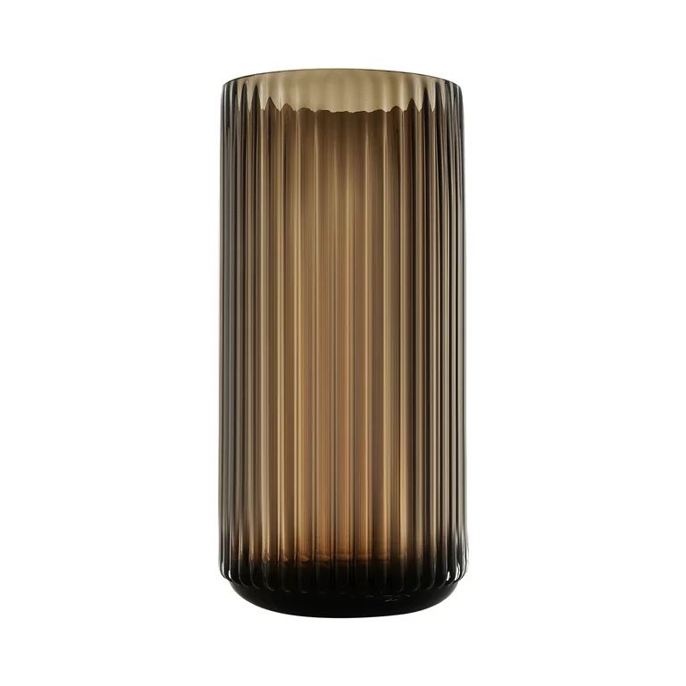 Ribbed Large Brown Glass Ribbed Flower Vase for Dinning Table Decor | Walmart (US)
