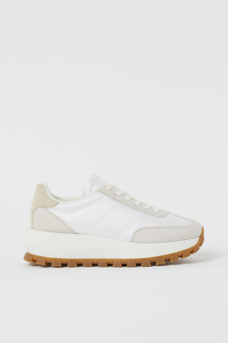Sneakers in mesh and faux suede with a padded edge and tongue. Lacing at front. Lining and insole... | H&M (US + CA)