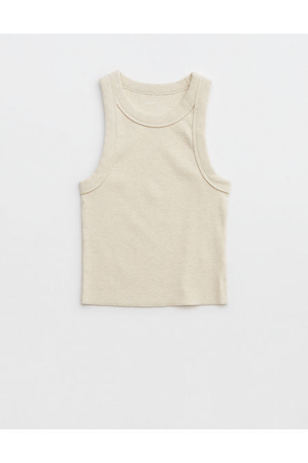 Aerie Free Spirit Ribbed Tank Top Women's Heather Frost XXS | American Eagle Outfitters (US & CA)