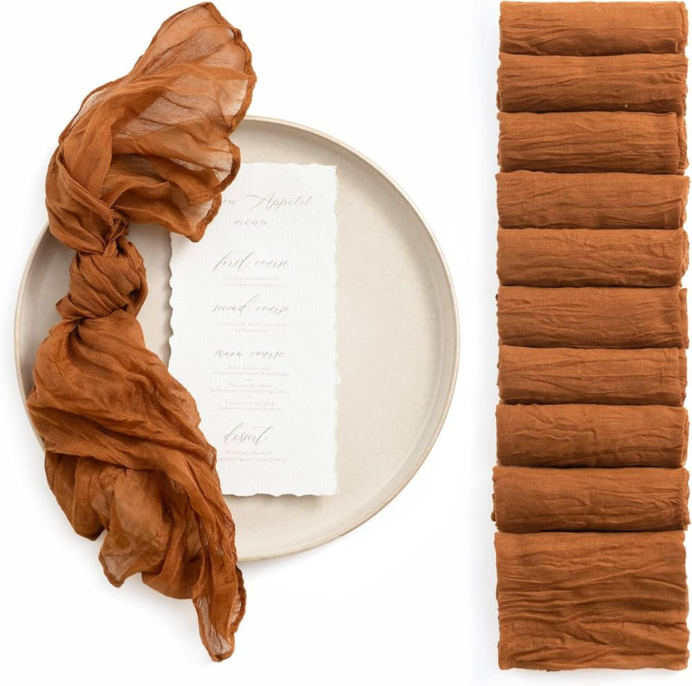 Ling's Moment Luxury Cloth Wedding Napkins - 19x19 Inch Reusable Cheesecloth Linen Napkins for We... | Amazon (US)