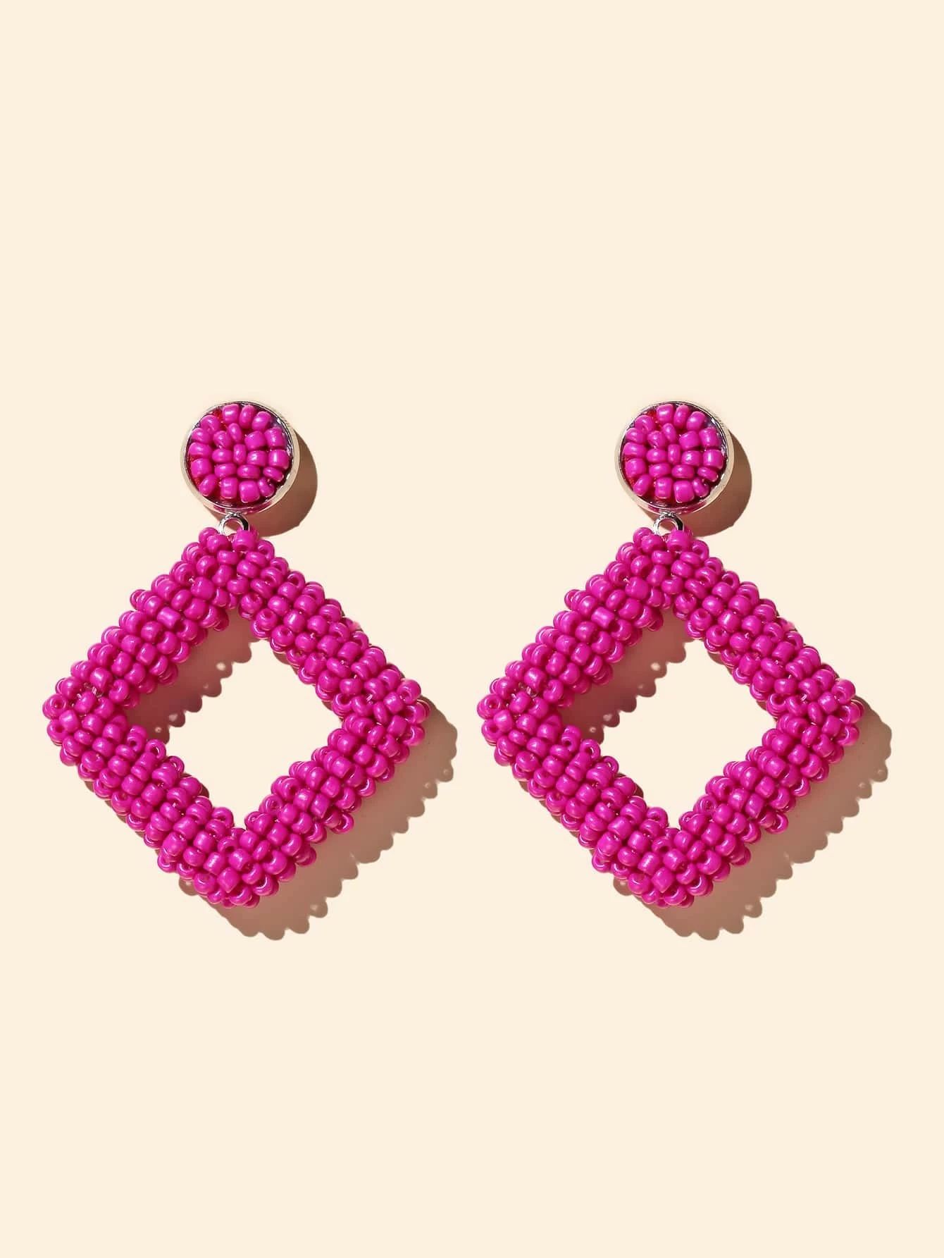 Bead Geometric Drop Earrings | SHEIN