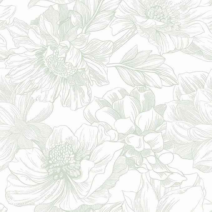 Dimoon 78.7"x17.3" Peel and Stick Wallpaper Green Floral Contact Paper White Boho Modern Wallpape... | Amazon (US)