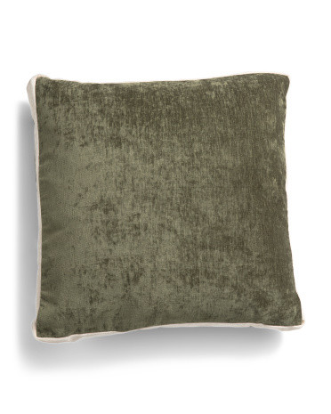 22x22 Chenille Velvet Contrast Trim Pillow | TJ Maxx