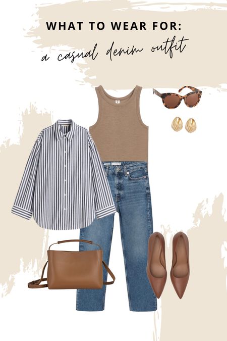 I’ve made a few casual denim looks since autumn is arriving and denim can be worn in so many ways. I hope you like this one with the striped shirt and brown accessories, love this color combo. Read the size reviews/size guides to pick the right size.

Leave a 🤎 if you want to see more casual denim looks

#jeans #denim #blue #casual #casualchic #tanktop #casualoutfit #casuallook 

#LTKeurope #LTKstyletip #LTKSeasonal