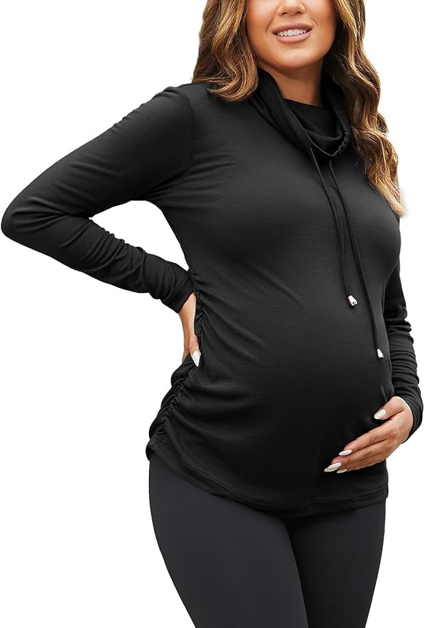 GINKANA Womens Maternity Long Sleeve Tops Casual Maternity Clothes Sweatshirt Pullover Top | Amazon (US)