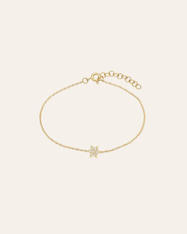 14k Gold Tiny Diamond Star of David Bracelet | Zoe Lev Jewelry