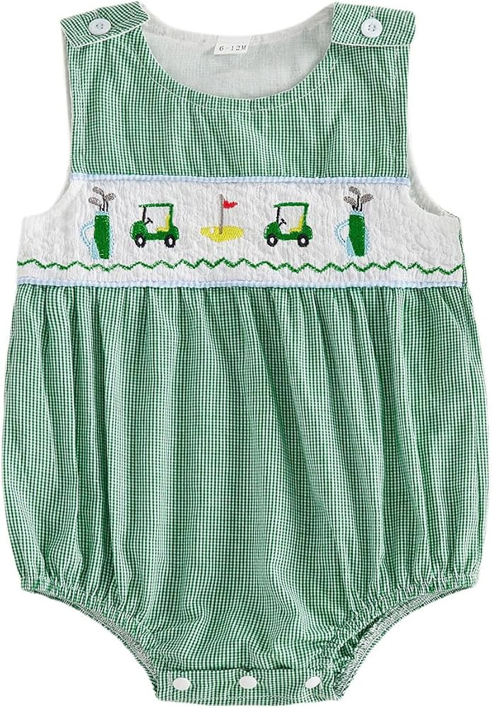 Baby Boy Girl Outfit Newborn Sleeveless Crab Embroidery Romper Infant Doll Collar Onesie Cute Sum... | Amazon (US)