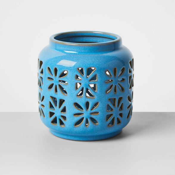 4.5" Small Ceramic Votive Outdoor Lantern Turquoise - Opalhouse™ | Target