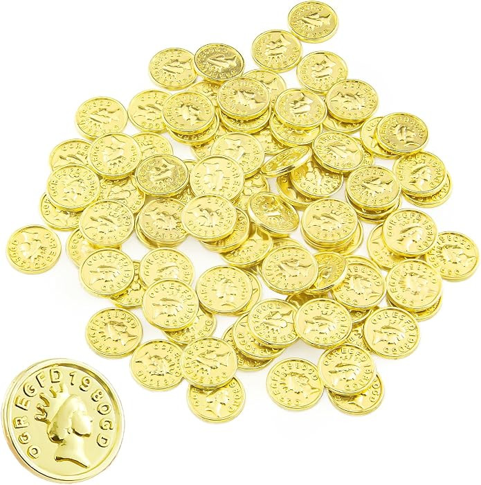 Fake Gold Coins - 100 Pieces Tiny Golden Coin for Crafts, Party Favors,Photography Props Miniatur... | Amazon (US)