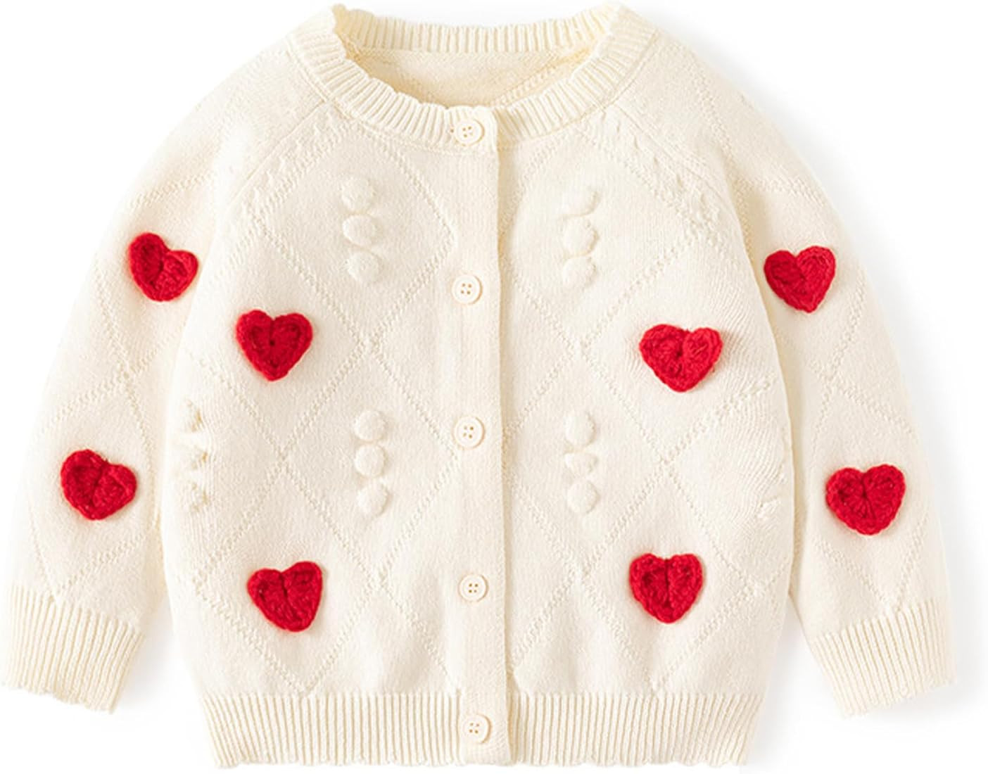 Baby Girls Valentines Day Knit Cardigan Sweater Cute Heart Pattern Design Toddler Warm Winter Spr... | Amazon (US)