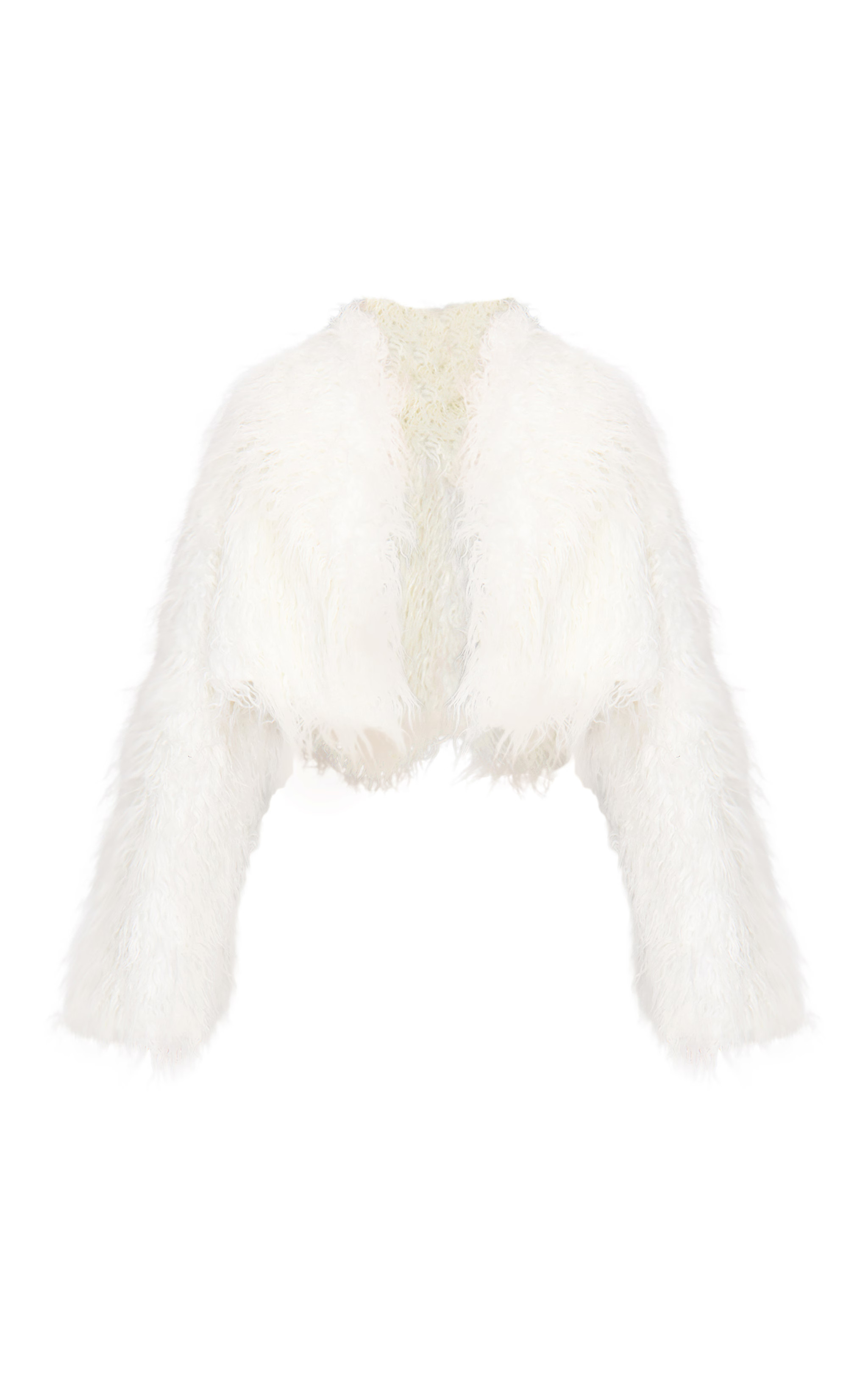 White Shaggy Faux Fur Cropped Coat | PrettyLittleThing US