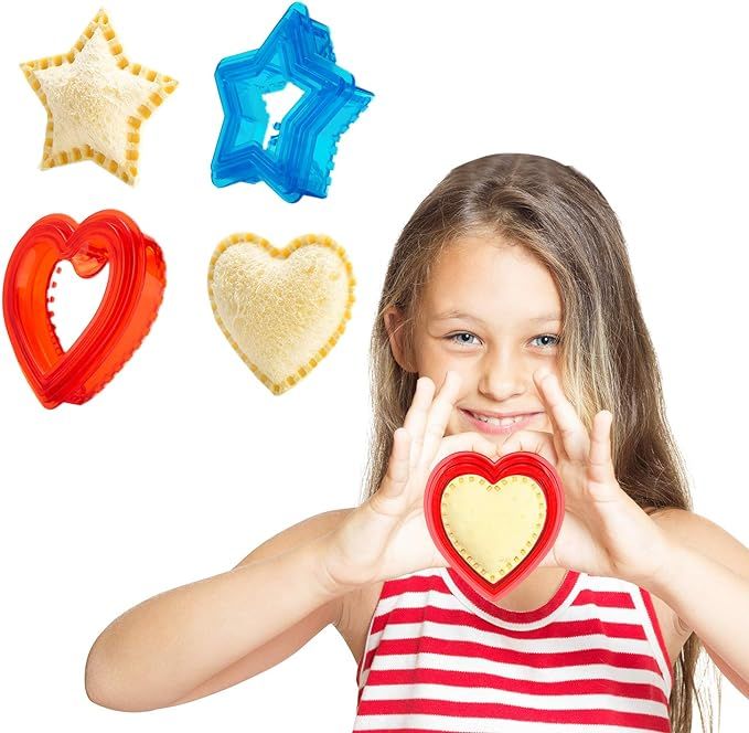 Sandwich Cutter and Sealer for Kids - Heart Shape Cookie Cutter & Star Shape Decruster Sandwich M... | Amazon (US)