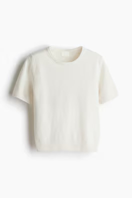 Fine-Knit Top - White - Ladies | H&M US | H&M (US + CA)