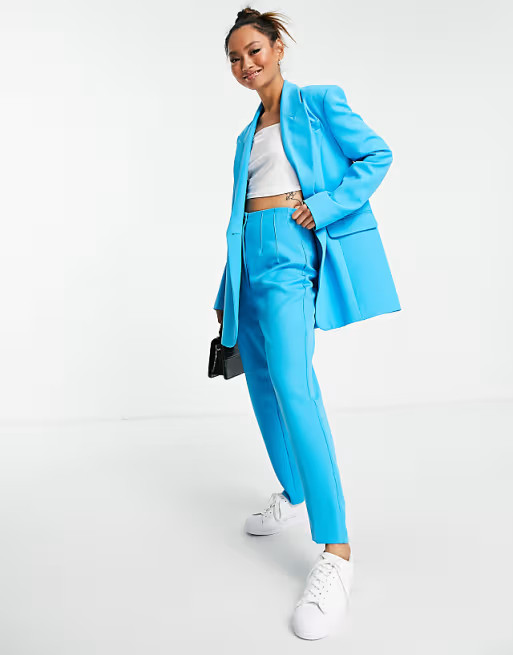 River Island tailored blazer & pant set in bright blue | ASOS (Global)