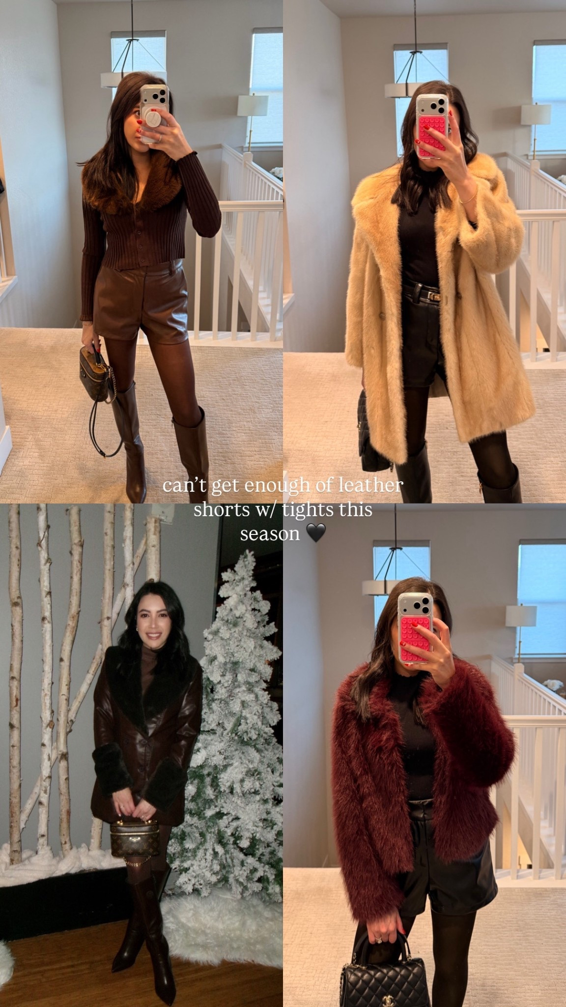 Can’t get enough of leather shorts with tights this season 🖤

#LTKootd #LTKHoliday #LTKgrwm