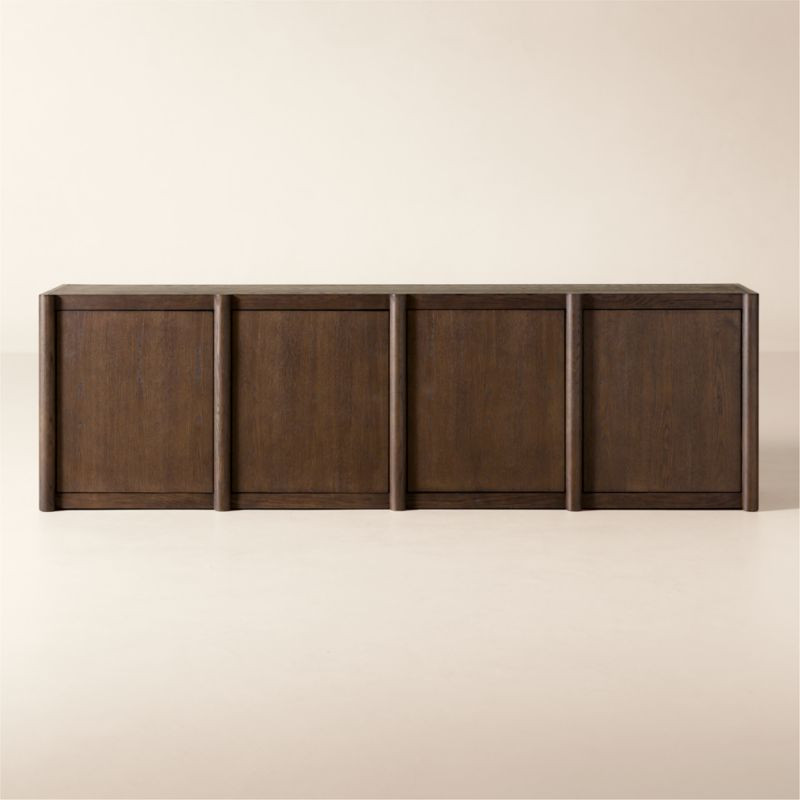 Macron 90" Dark Brown Oak Media Console + Reviews | CB2 | CB2