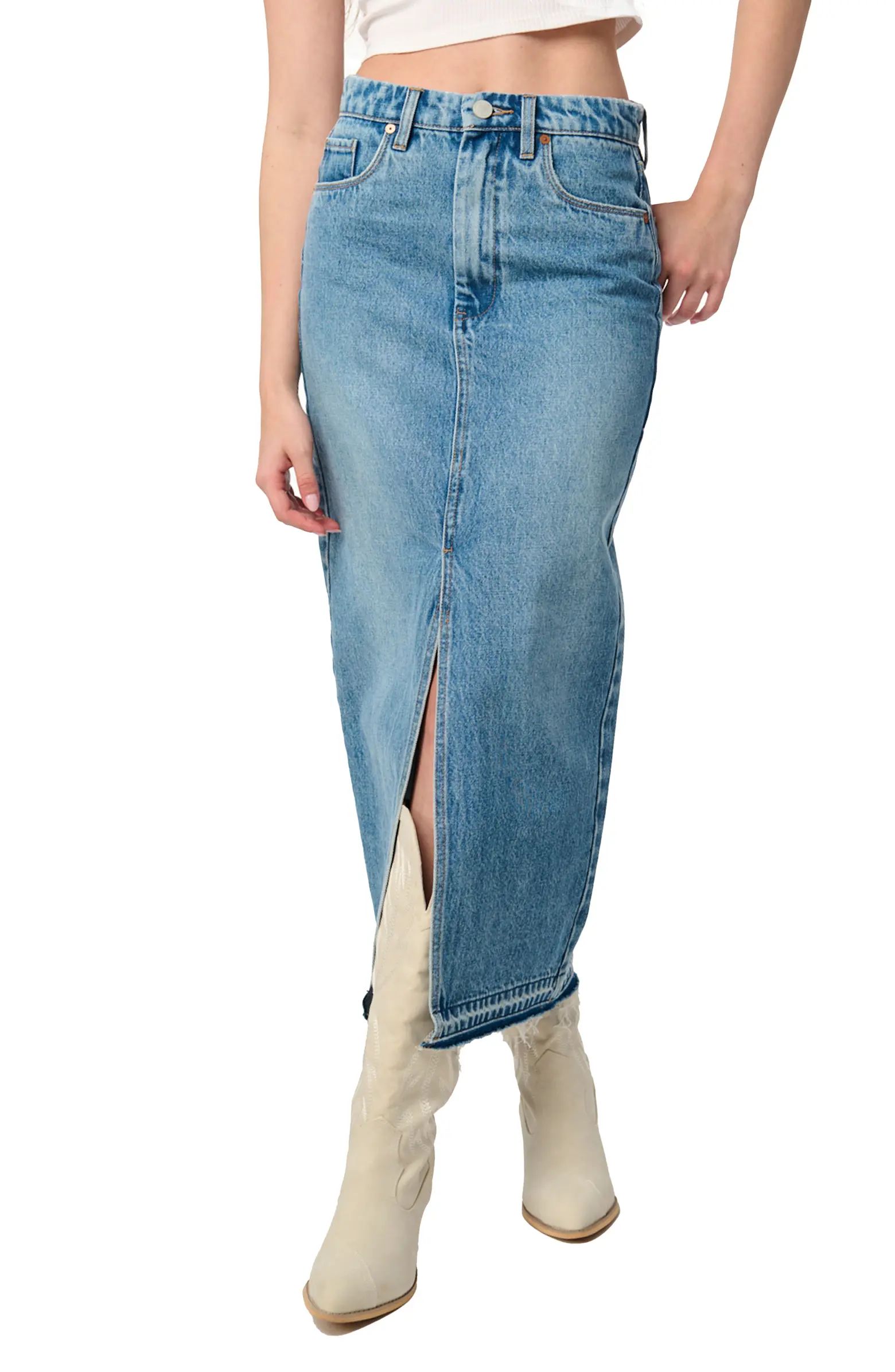 BLANKNYC High Waist Front Slit Denim Skirt | Nordstrom | Nordstrom
