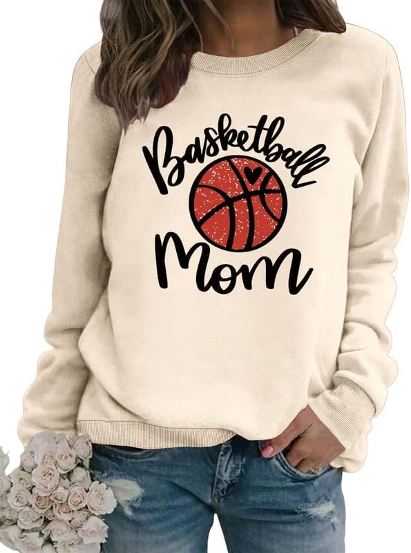 Women's Sweatshirt Basketball Mom Letter Print Long Sleeve Crew Neck Graphic Pullover Mom Life Ca... | Amazon (US)