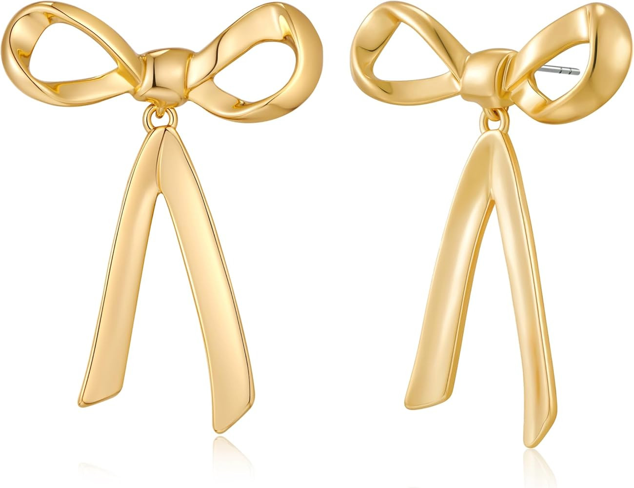 Gold Silver Bow Drop Earrings for Women Long Tassel Chain Bow Earrings Ribbon Bowknot Dangle Earr... | Amazon (US)