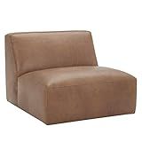 Amazon Brand – Rivet Modern Armless Living Room Lounge Chair, 35.4"W, Cognac Brown Leather | Amazon (US)