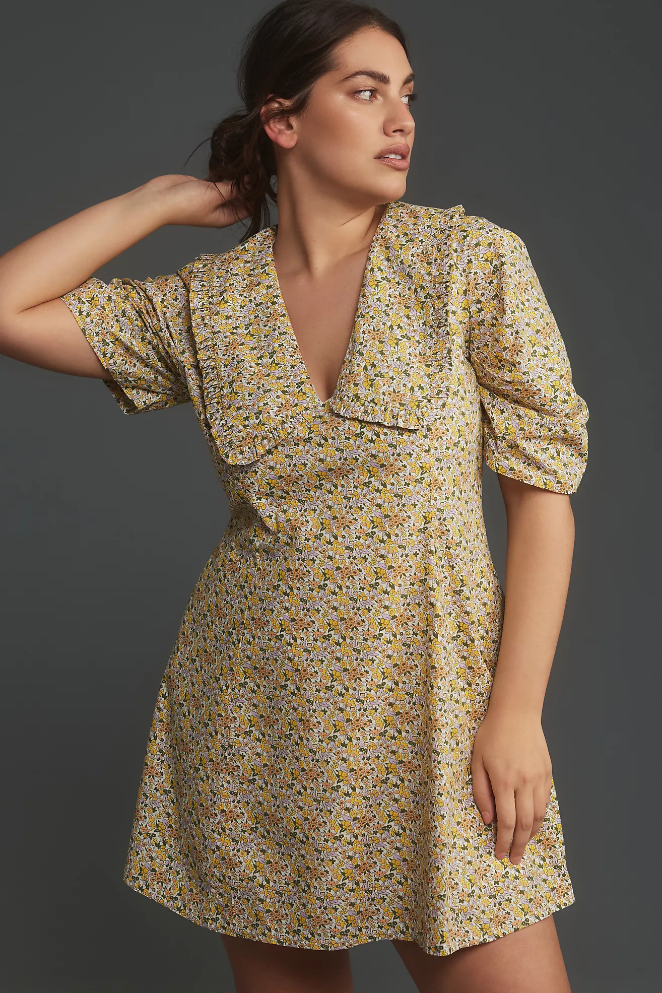 By Anthropologie Short-Sleeve Collared Printed Mini Dress | Anthropologie (US)