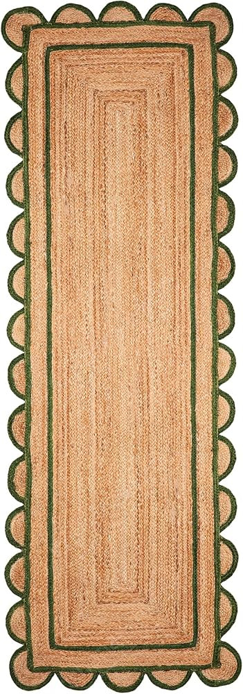 2x3, 2x4, 2x5, 2x6 Ft, Scalloped Jute Rug, Green Scallop Rug, Natural Jute Rug, Handbraided Rug, ... | Amazon (US)
