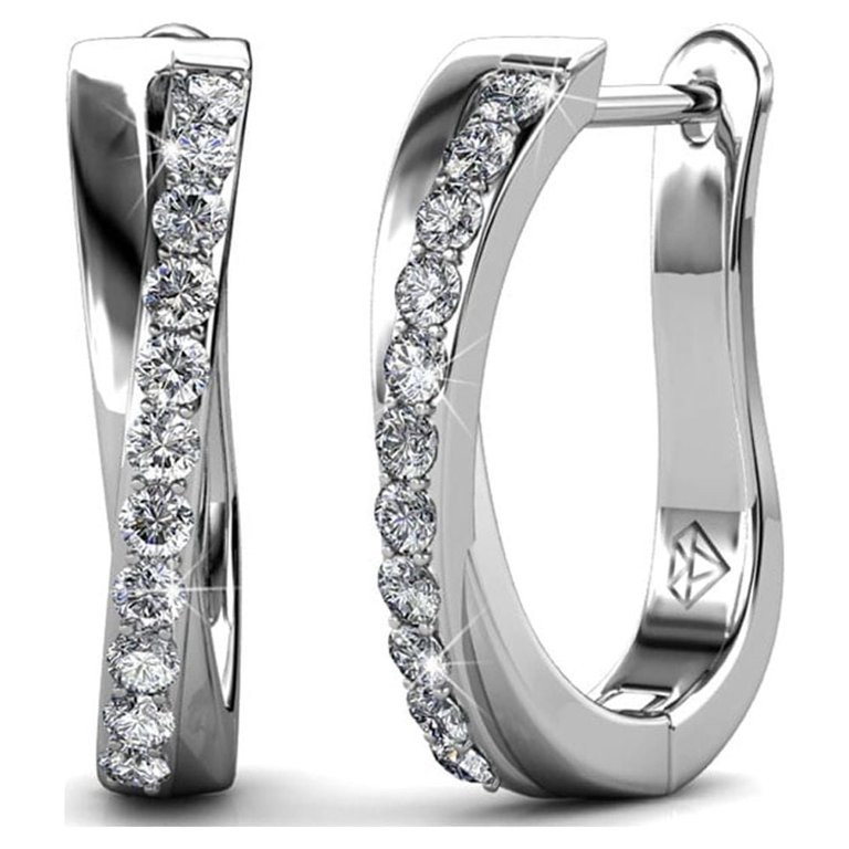 Cate & Chloe Amaya 18k White Gold Plated Hoop Earrings with Swarovski Crystals Gift for Women | Walmart (US)