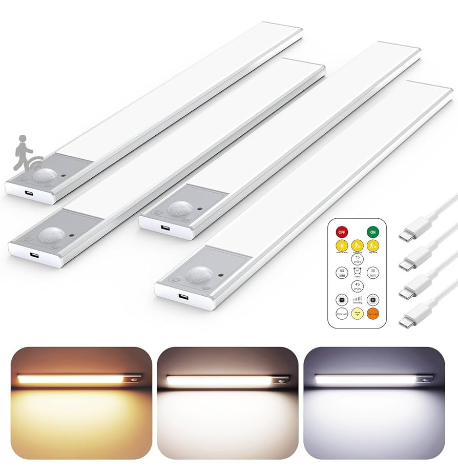 12" Ultra-Thin Under Cabinet Lighting Wireless, Aluminum Alloy Under Counter Lights for Kitchen, ... | Amazon (US)