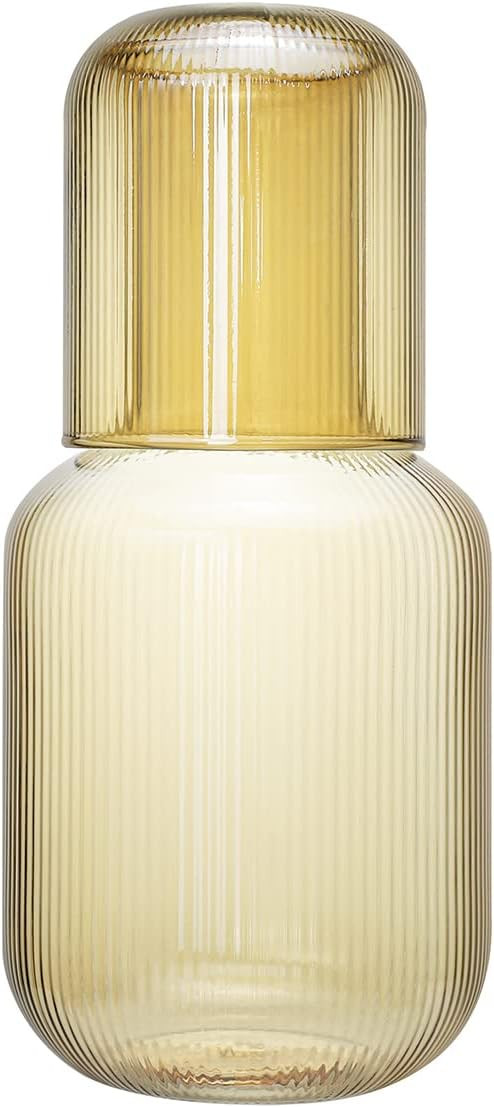 Sizikato 25 Oz Amber Glass Bedside Night Water Carafe with Tumbler Glass. | Amazon (US)