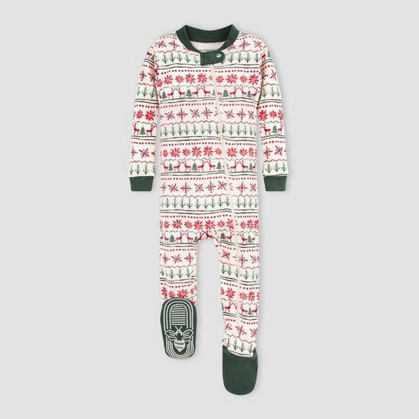 Burt's Bees Baby® Baby Organic Cotton Fair Isle Footed Pajama - Green | Target