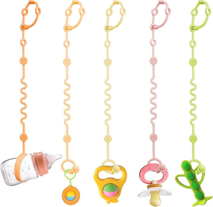 Toy Straps for Baby, 5pcs Adjustable Toy Holder for Stroller Accessories, Silicone Tether Pacifie... | Amazon (US)