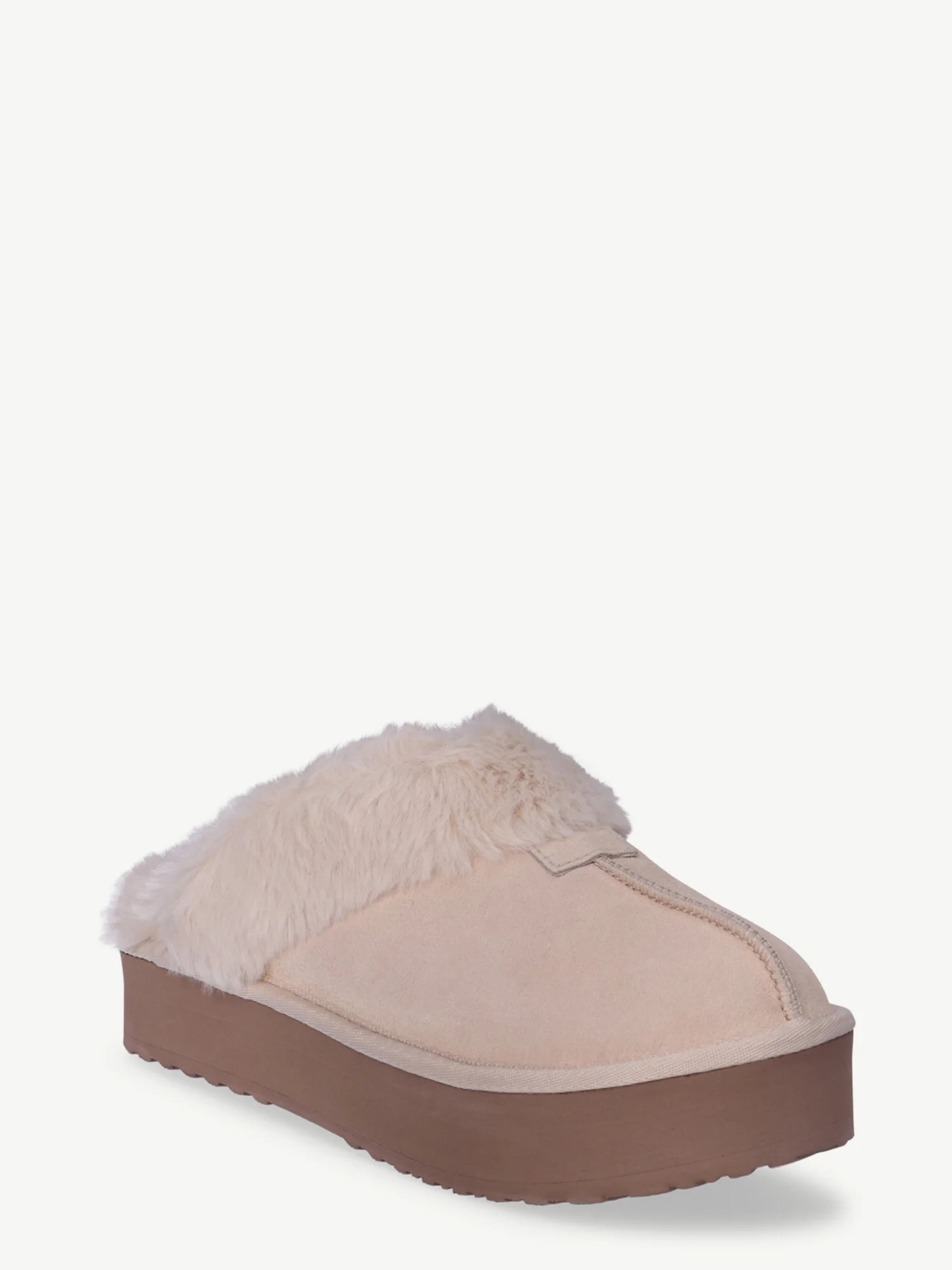 Joyspun Women's Faux Suede Platform Clog Slippers | Walmart (US)