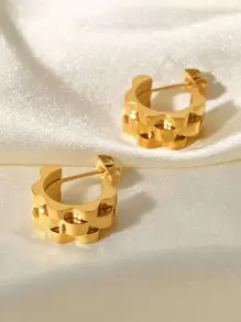 Textured Hoop Earrings SKU: sj2303256476408740New$4.70S3 ExclusiveThe promotion is only for S3 me... | SHEIN