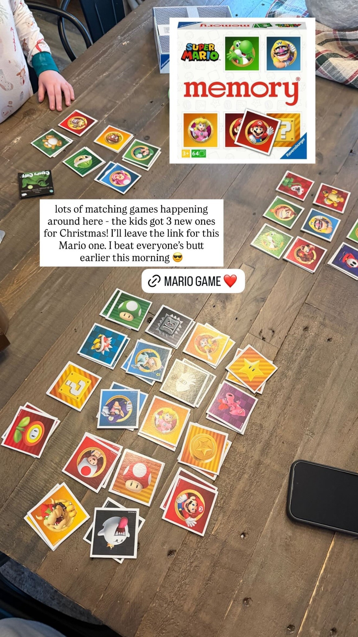 lots of matching games happening around here - the kids got 3 new ones for Christmas! I’ll leave the link for this Mario one. I beat everyone’s butt earlier this morning 😎