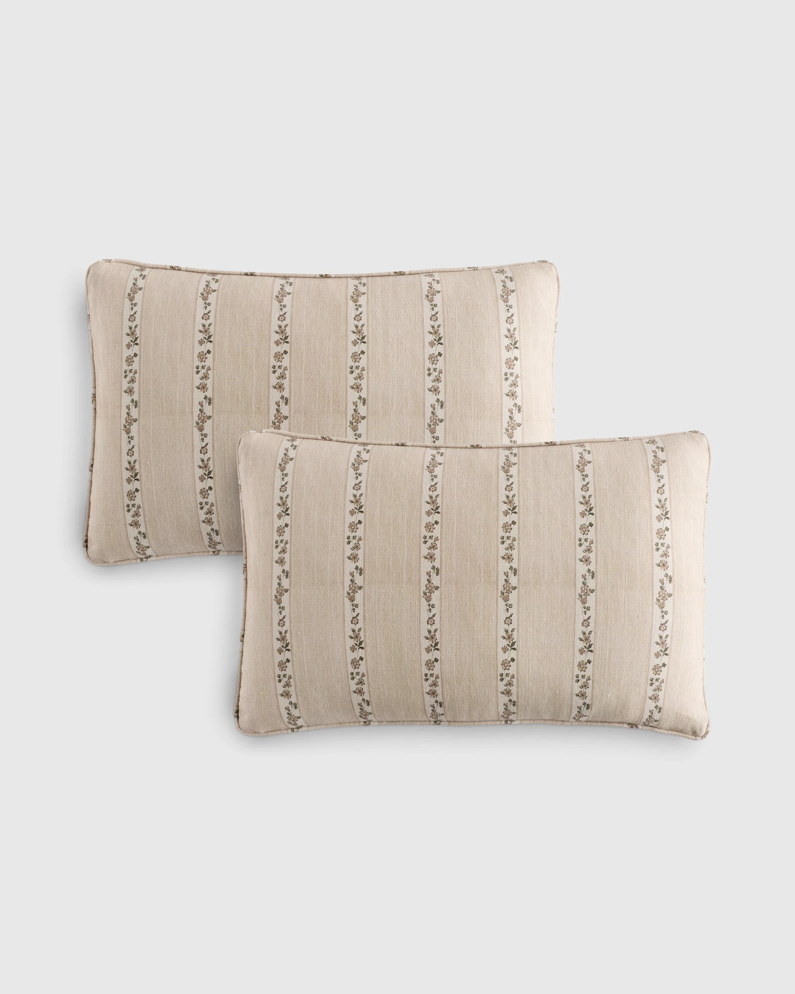 Quince | Heritage Floral Cotton Linen Pillow Cover in Natural, Size 20x20 | Quince