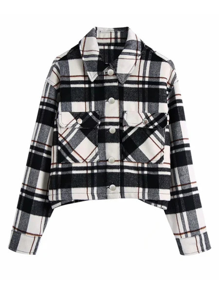 'Zoey' Plaid Button Down Short Jacket | Goodnight Macaroon
