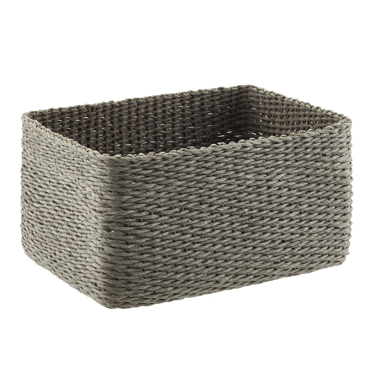 Woven Paper Bin Grey | The Container Store