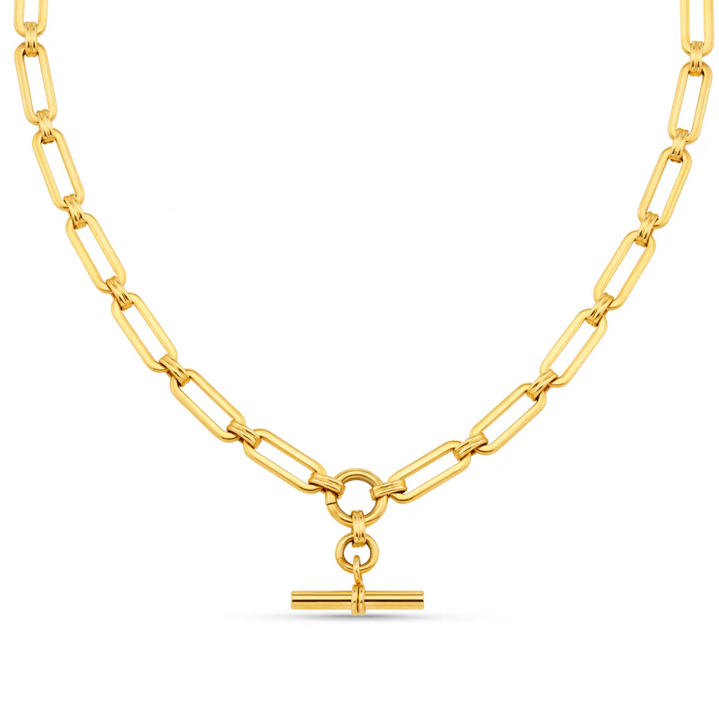 LUXE Linear Link T-Bar Necklace - Gold | Orelia