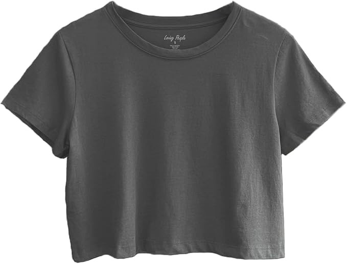 Womens 100% Cotton Crop Tops Short Sleeve Crewneck Loose Fit Basic Tee Summer Casual Workout T-Sh... | Amazon (US)