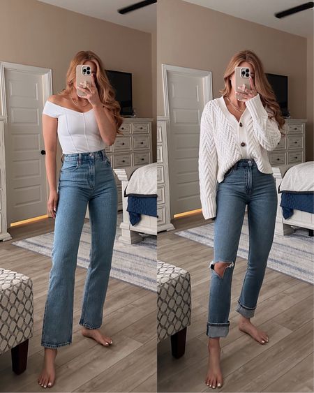 jeans: 24 short (should’ve done a 25 in the slim straight) // tops: xs